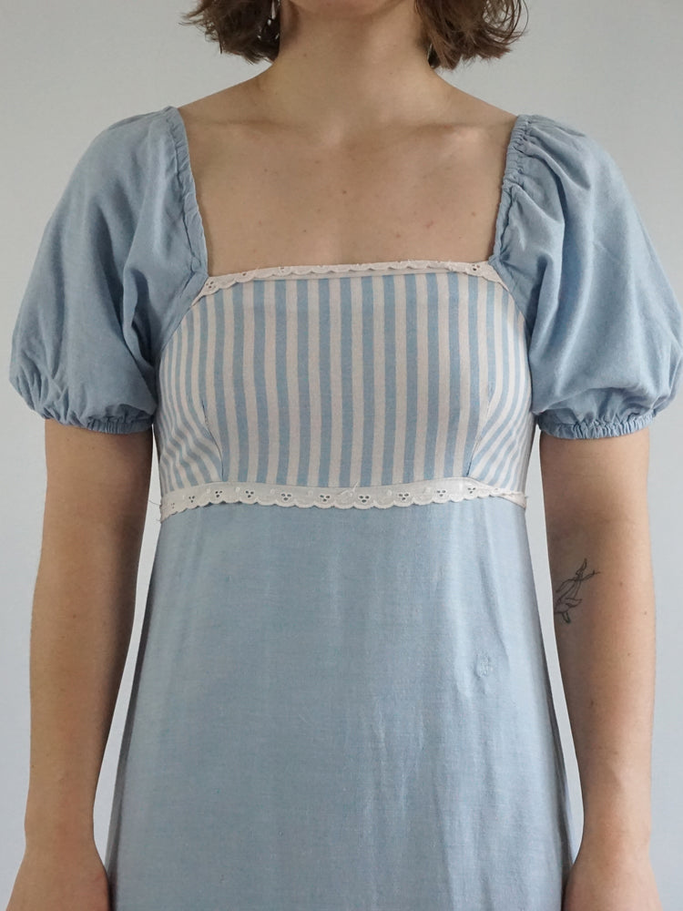 Baby Blue Striped Maxi Dress - S