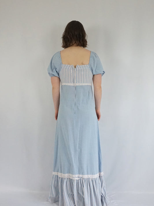 Baby Blue Striped Maxi Dress - S