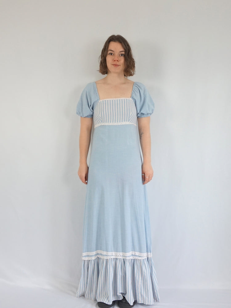 Baby Blue Striped Maxi Dress - S