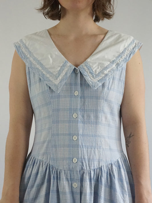 Sailor Style Checkered Dress - M/L