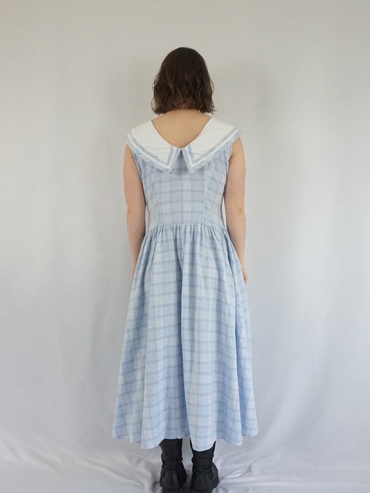 Sailor Style Checkered Dress - M/L