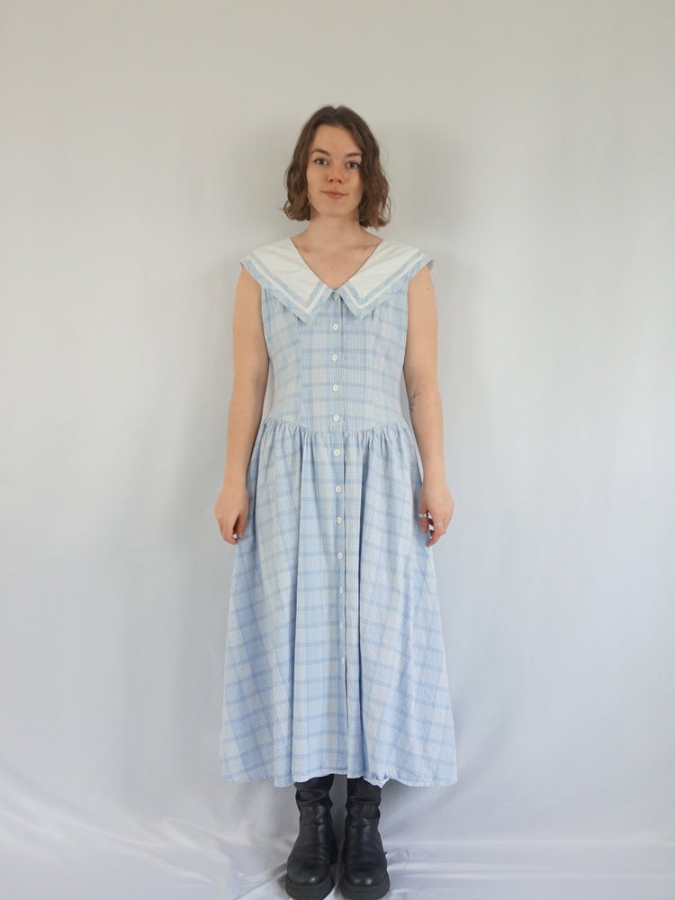 Sailor Style Checkered Dress - M/L