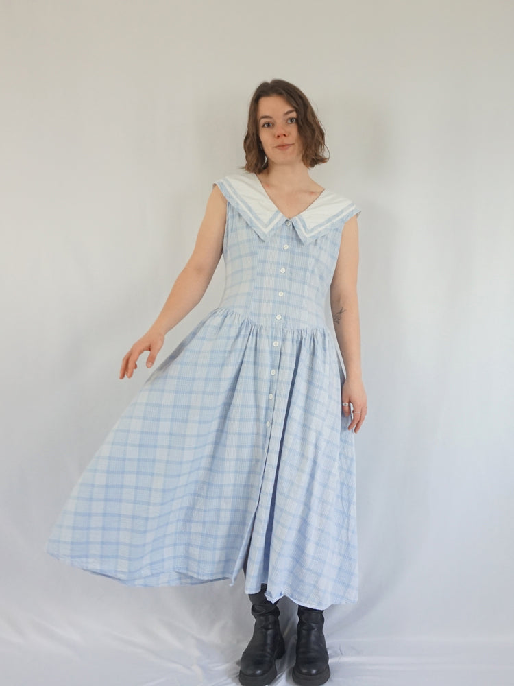 Sailor Style Checkered Dress - M/L