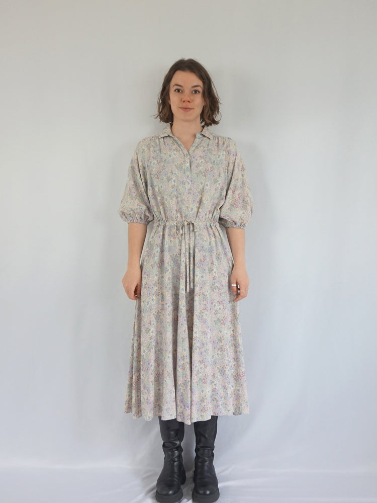 Pastel Floral Midi Dress - M