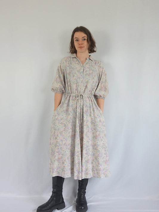 Pastel Floral Midi Dress - M