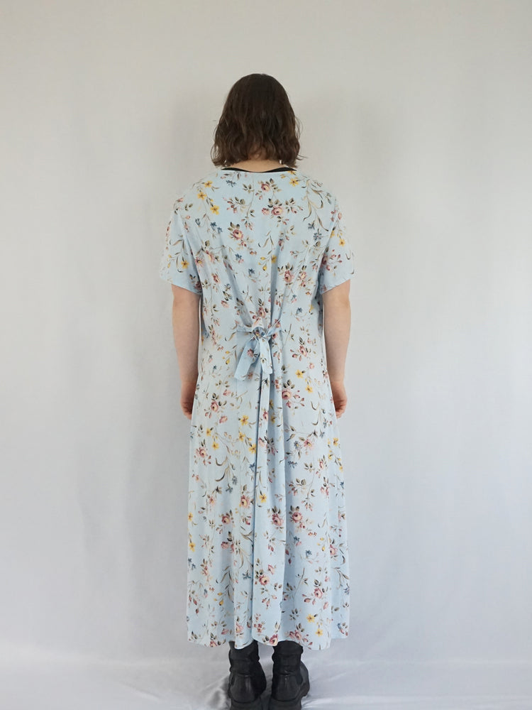 Baby Blue Casual Floral Dress - XL