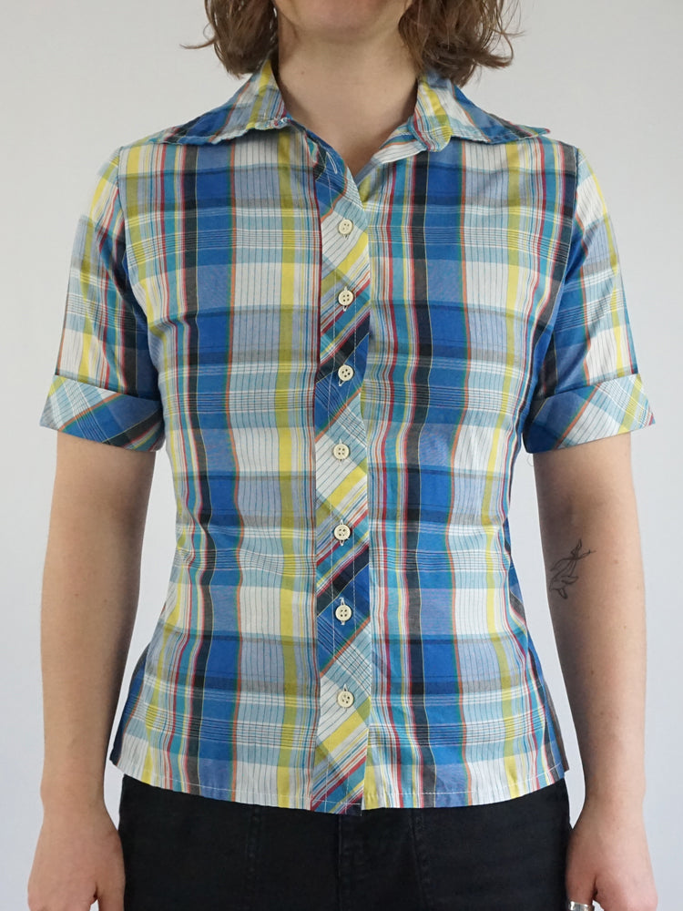 Blue Plaid Shirt - S