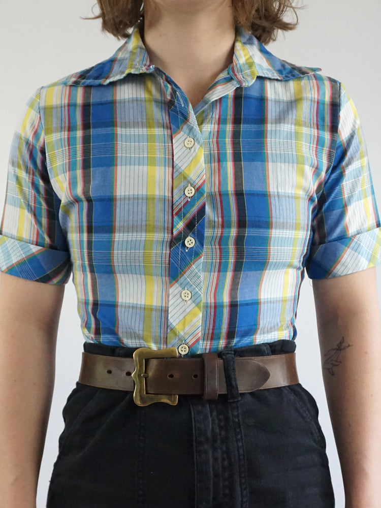 Blue Plaid Shirt - S