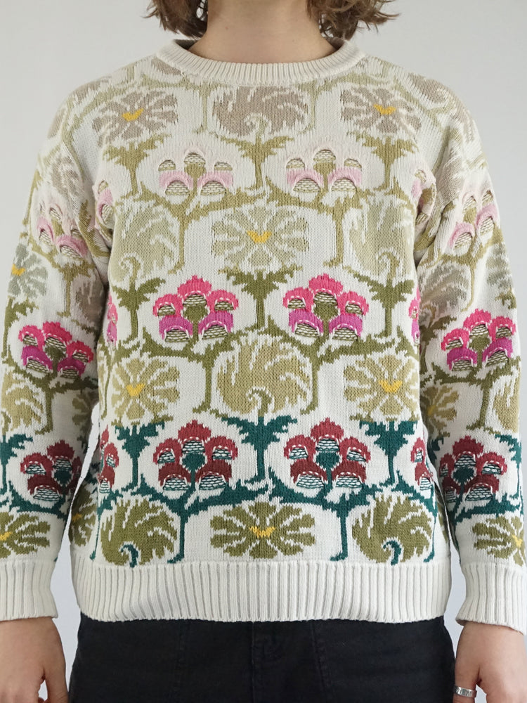 Floral Patterned Cotton Jumper - S