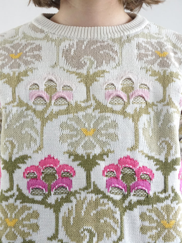 Floral Patterned Cotton Jumper - S
