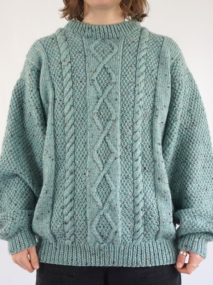 Blue-ish Speckled Aran Jumper - XL