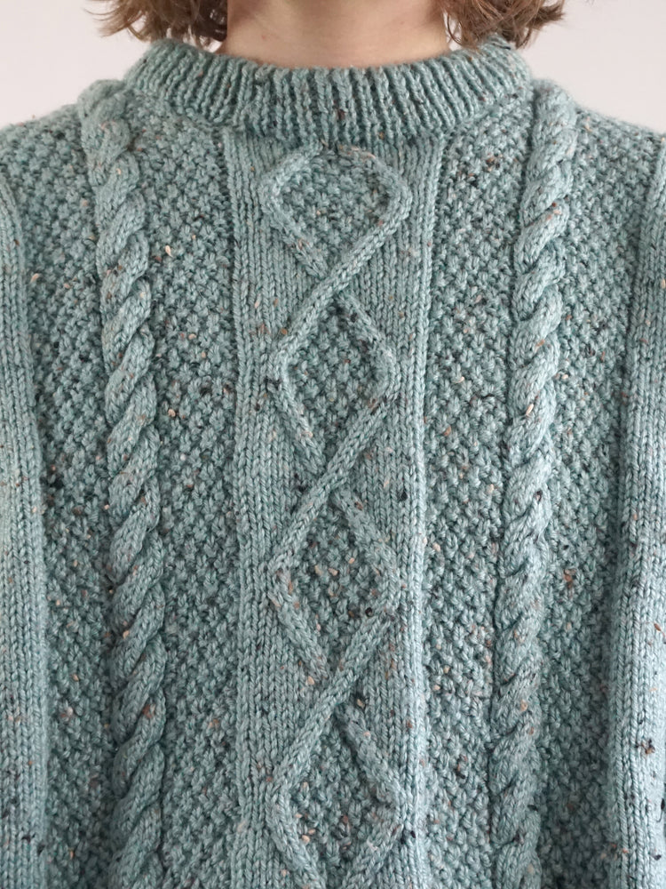 Blue-ish Speckled Aran Jumper - XL