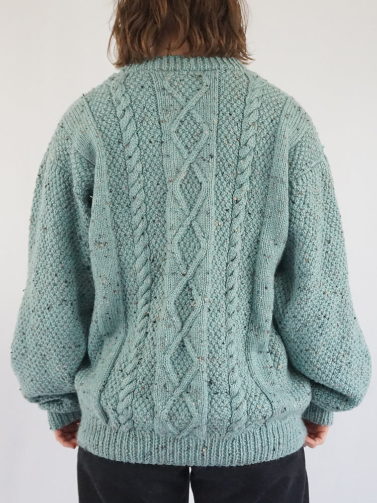 Blue-ish Speckled Aran Jumper - XL