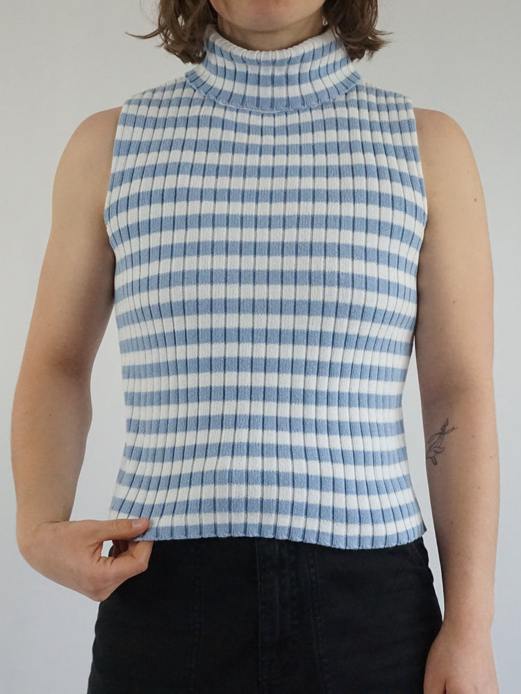 Striped Turtleneck Knitted Top - S