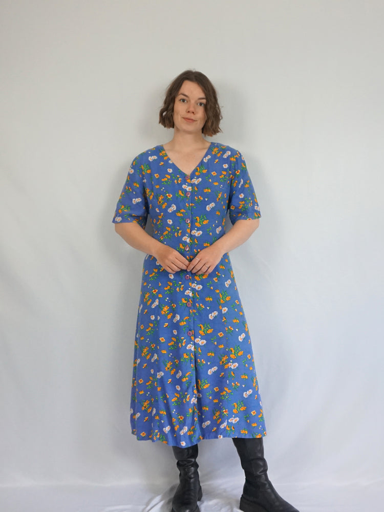 Floral Crossback Casual Dress - L