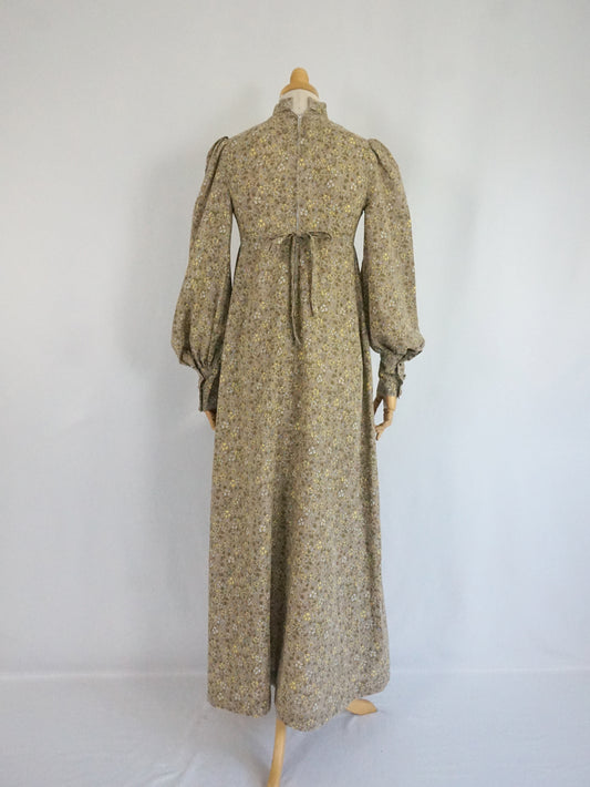 Sand Brown Balloon Sleeve Dress - XS