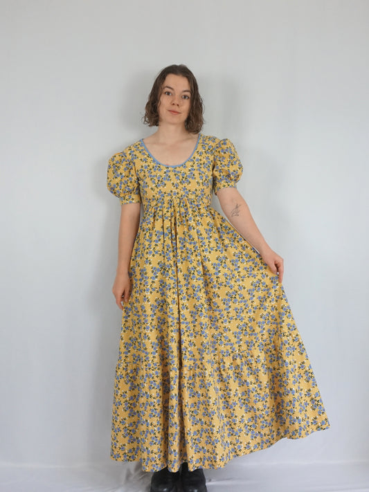 Yellow Floral Maxi Dress - XS