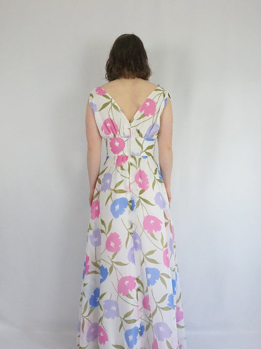 White Floral Maxi Dress - S