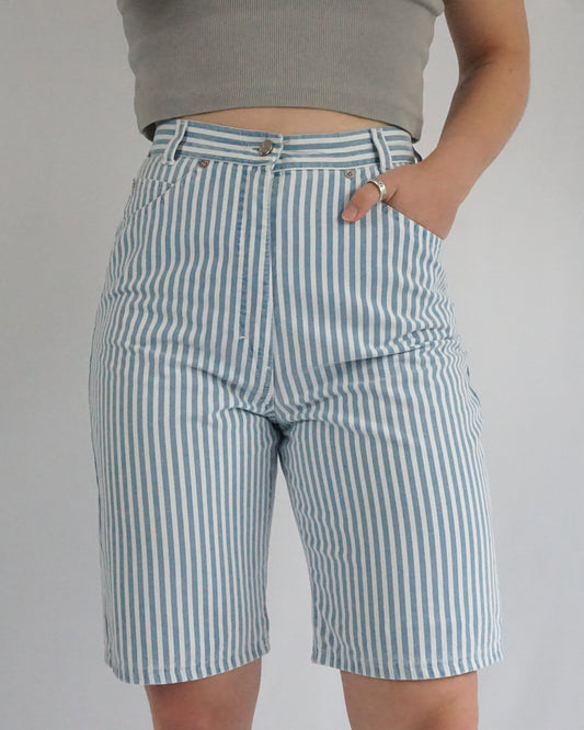 Light Blue Striped Shorts - 27"