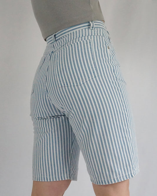 Light Blue Striped Shorts - 27"