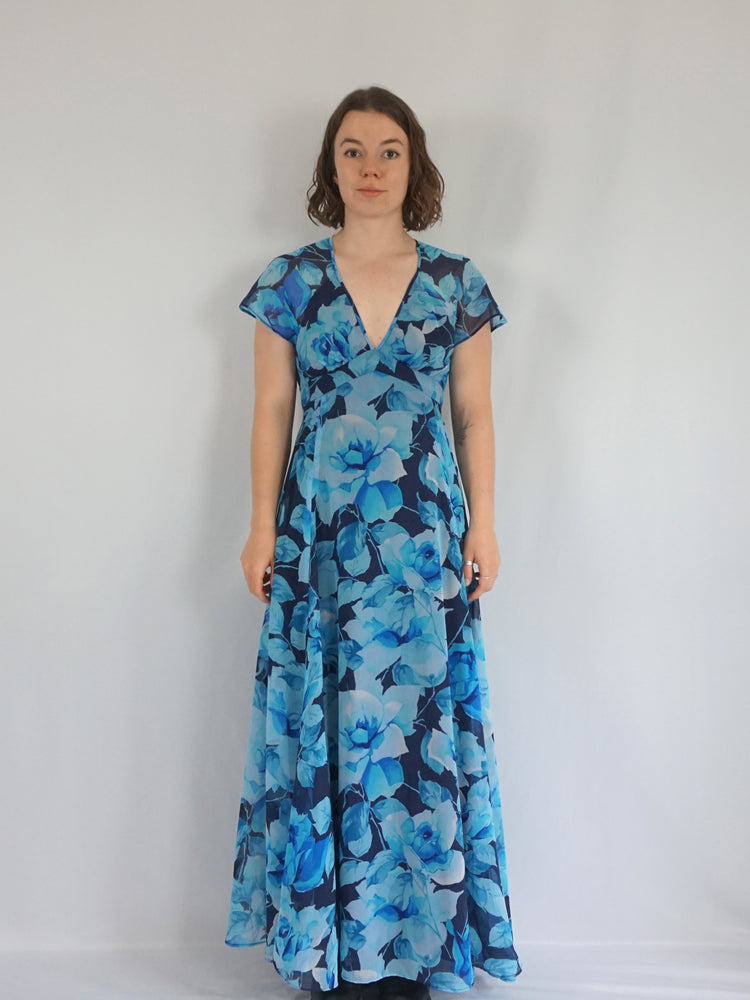 Floral Backless Maxi Dress - XS/S