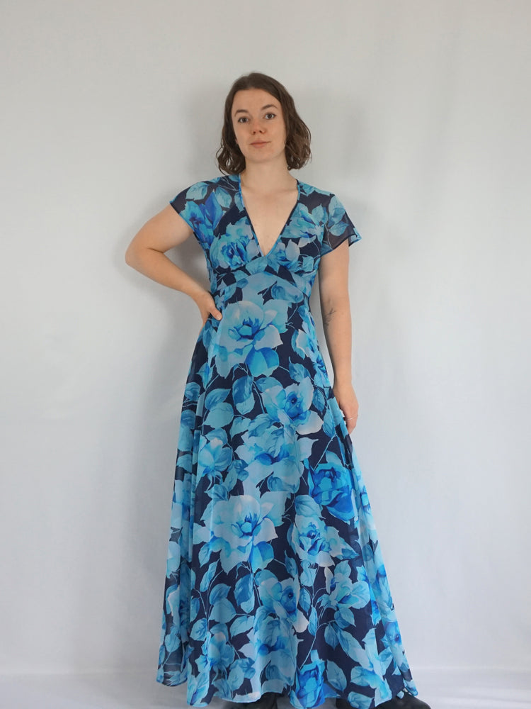 Floral Backless Maxi Dress - XS/S