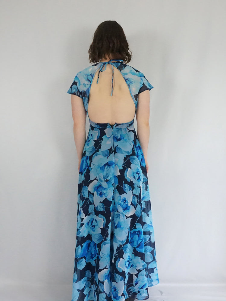 Floral Backless Maxi Dress - XS/S