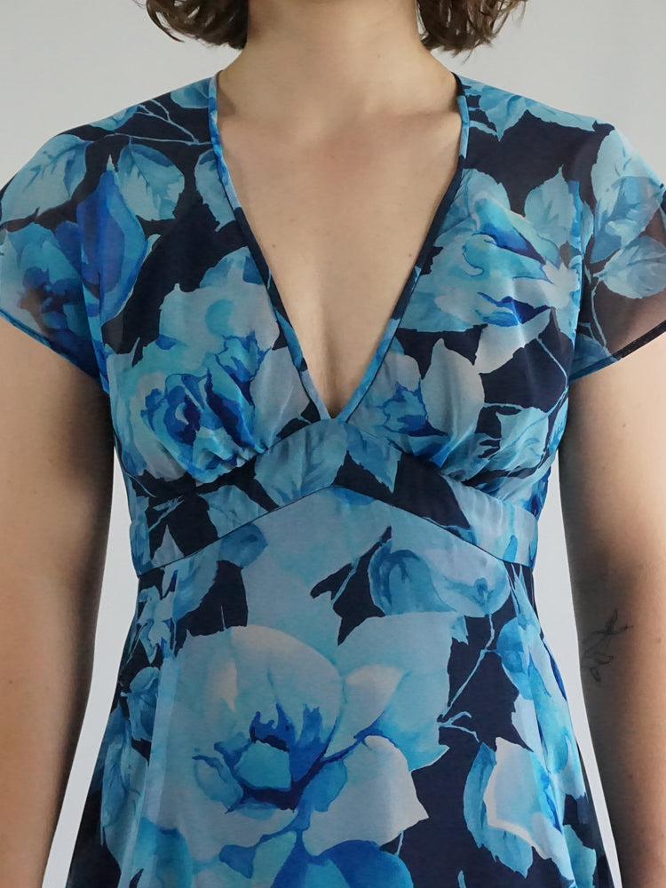 Floral Backless Maxi Dress - XS/S