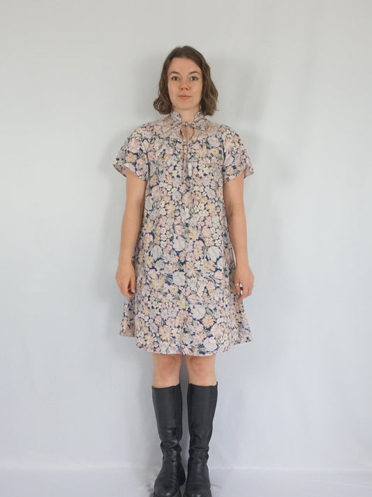 Floral Cotton Smock Dress - XS