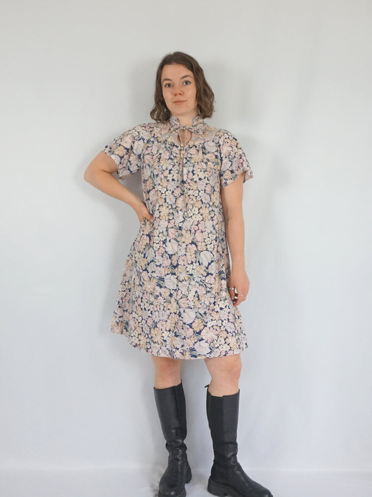 Floral Cotton Smock Dress - XS