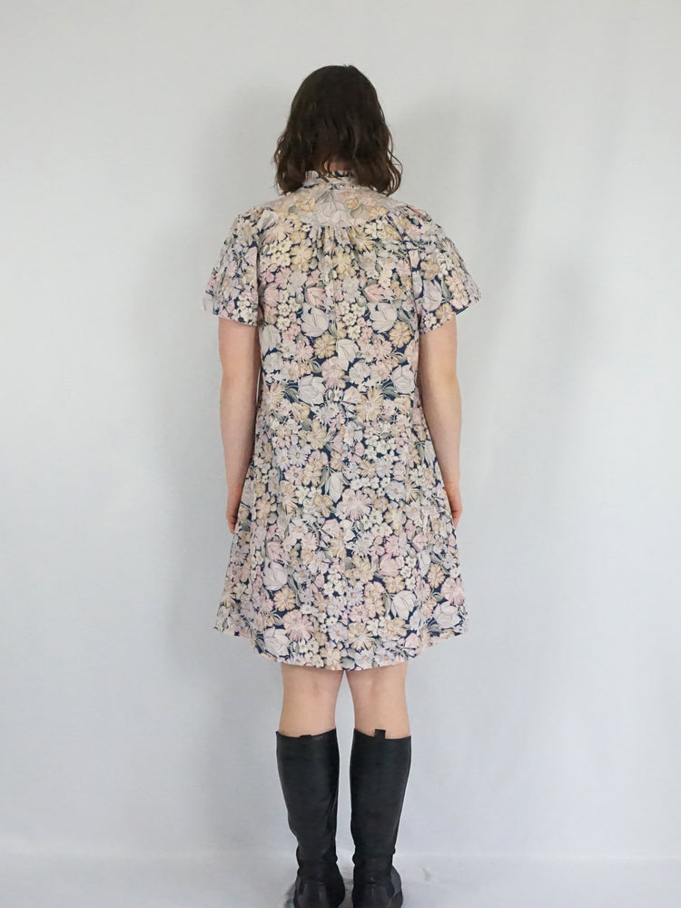 Floral Cotton Smock Dress - XS