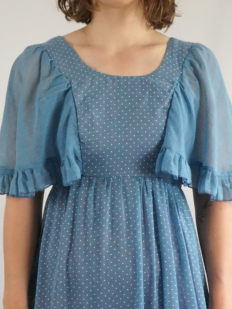 Polka Dot Tiered Maxi Dress - XS