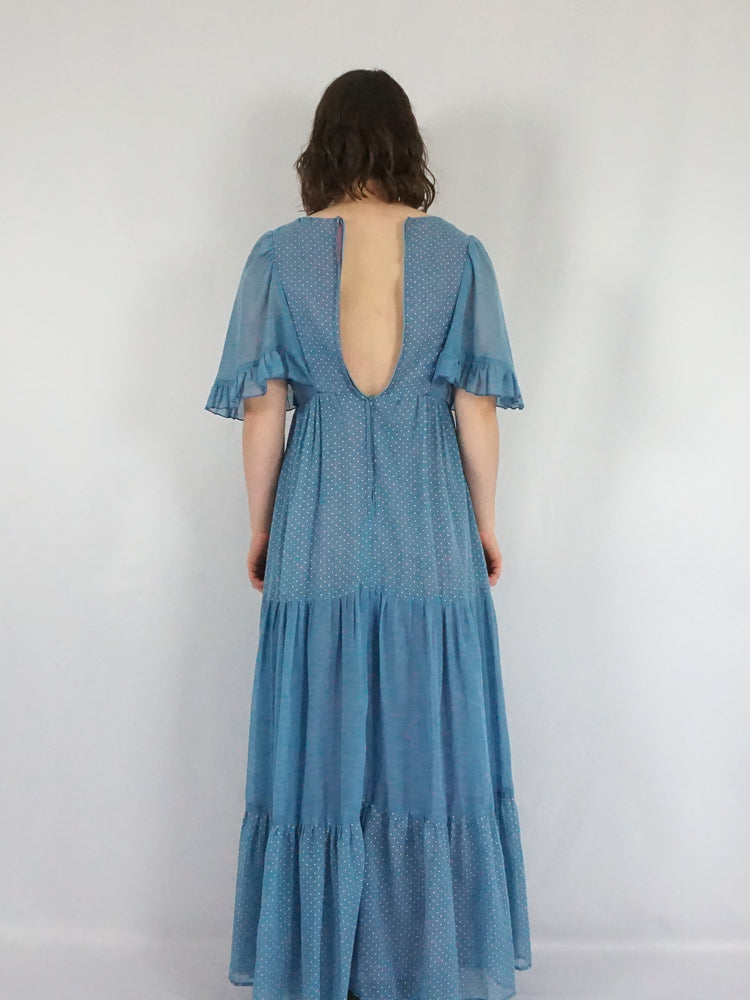 Polka Dot Tiered Maxi Dress - XS