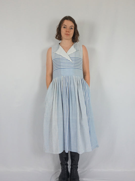 Striped Cheesecloth Maxi Dress - S