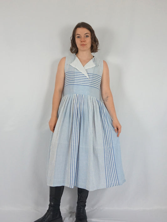 Striped Cheesecloth Maxi Dress - S