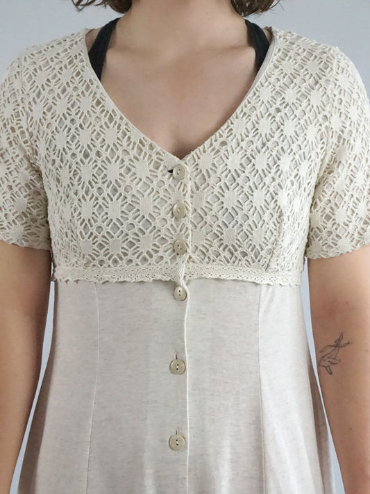 White Casual Lace Dress - S