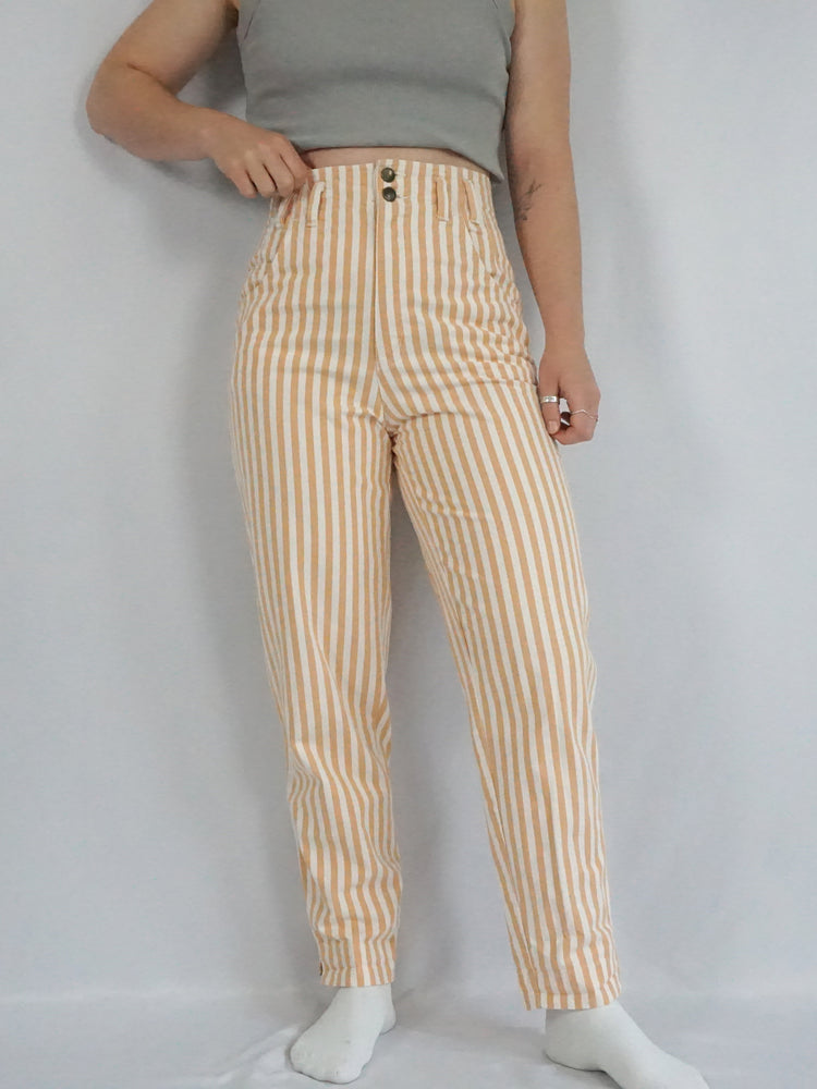 Orange Striped Mum Jeans - 28"
