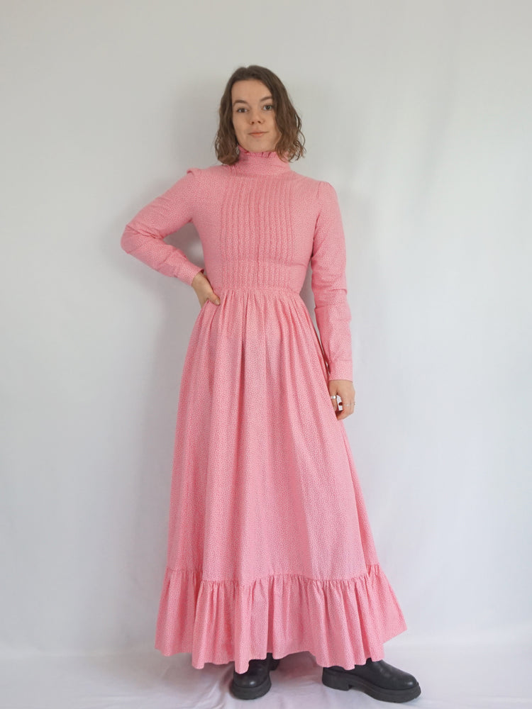 Laura Ashley Pink Floral Prairie Dress - S