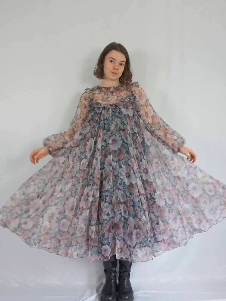 Quad Floral Smock Dress - S