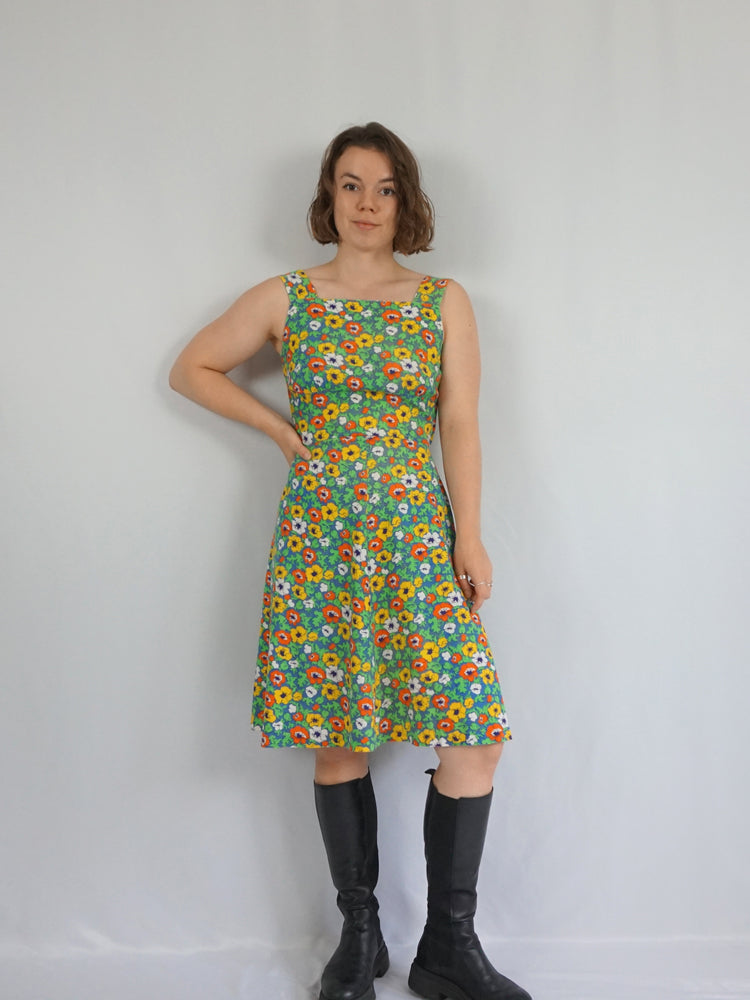 Pansy Print Cotton Dress - S