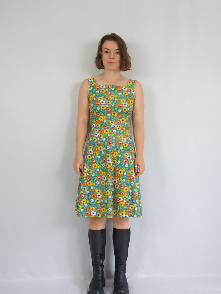 Pansy Print Cotton Dress - S