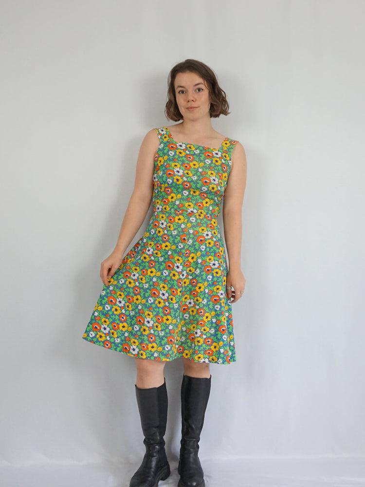 Pansy Print Cotton Dress - S