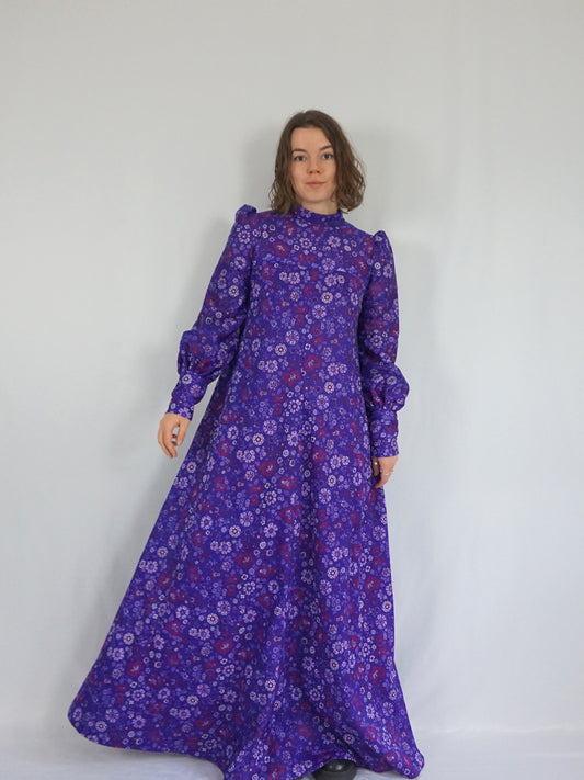 Purple Floral Maxi Dress - M