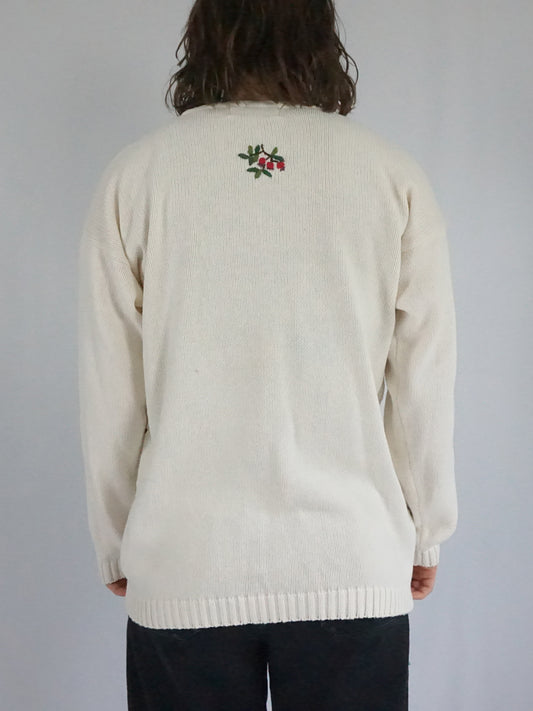 Leaf & Floral Embroidered Jumper - L