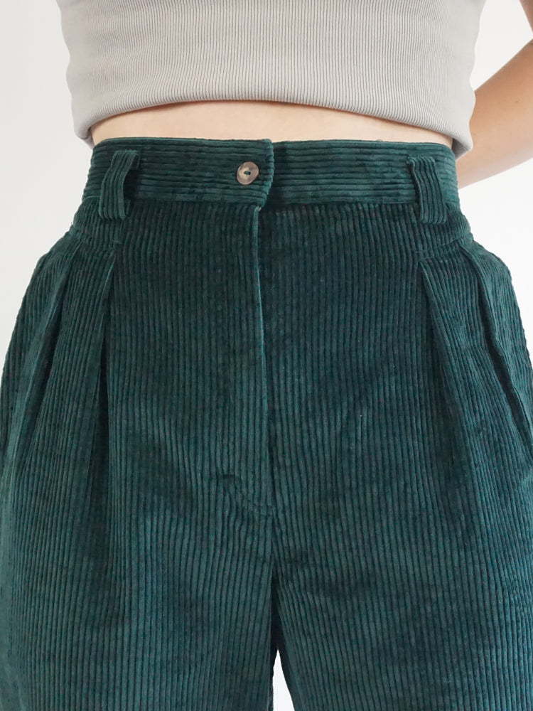 Green Corduroy Mum Jeans - 31"