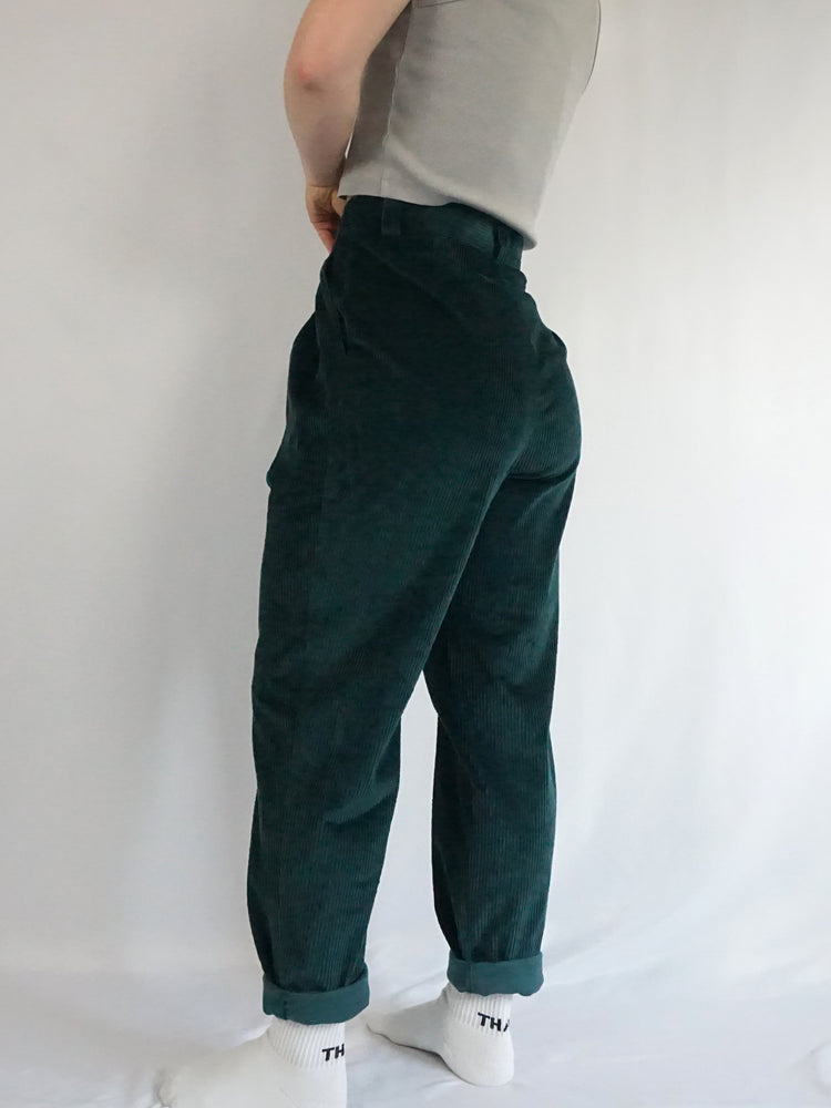 Green Corduroy Mum Jeans - 31"