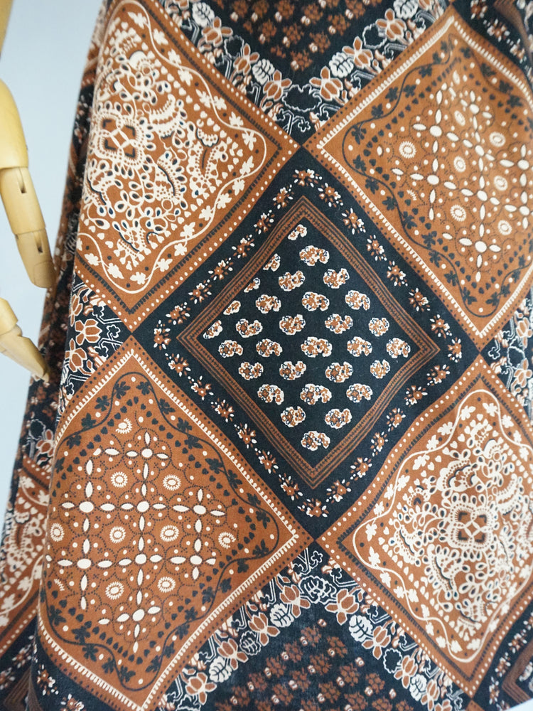 Brown Patterned Mini Dress - XS