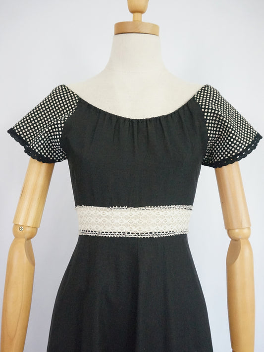 Black Crochet Insert Dress - XS