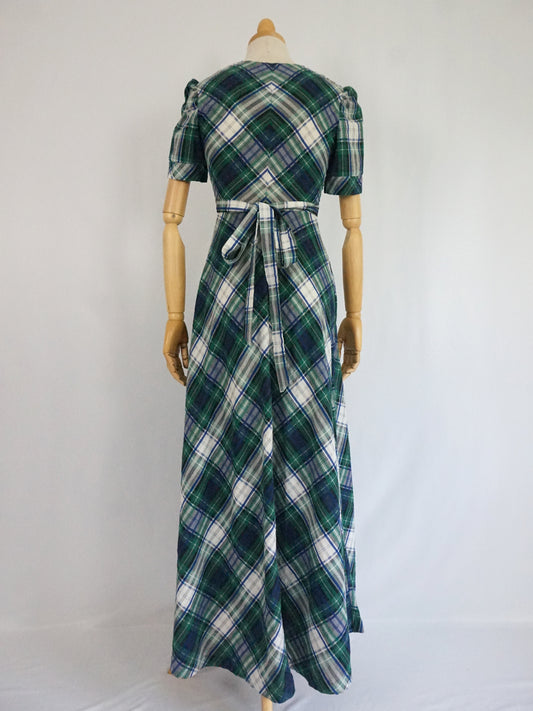 Green Checkered Maxi Dress - XS