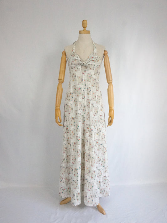 Patchwork Cotton Halterneck Dress - XS